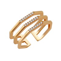 Esme Crystal Encrusted Bar Geo Triple Band Ring